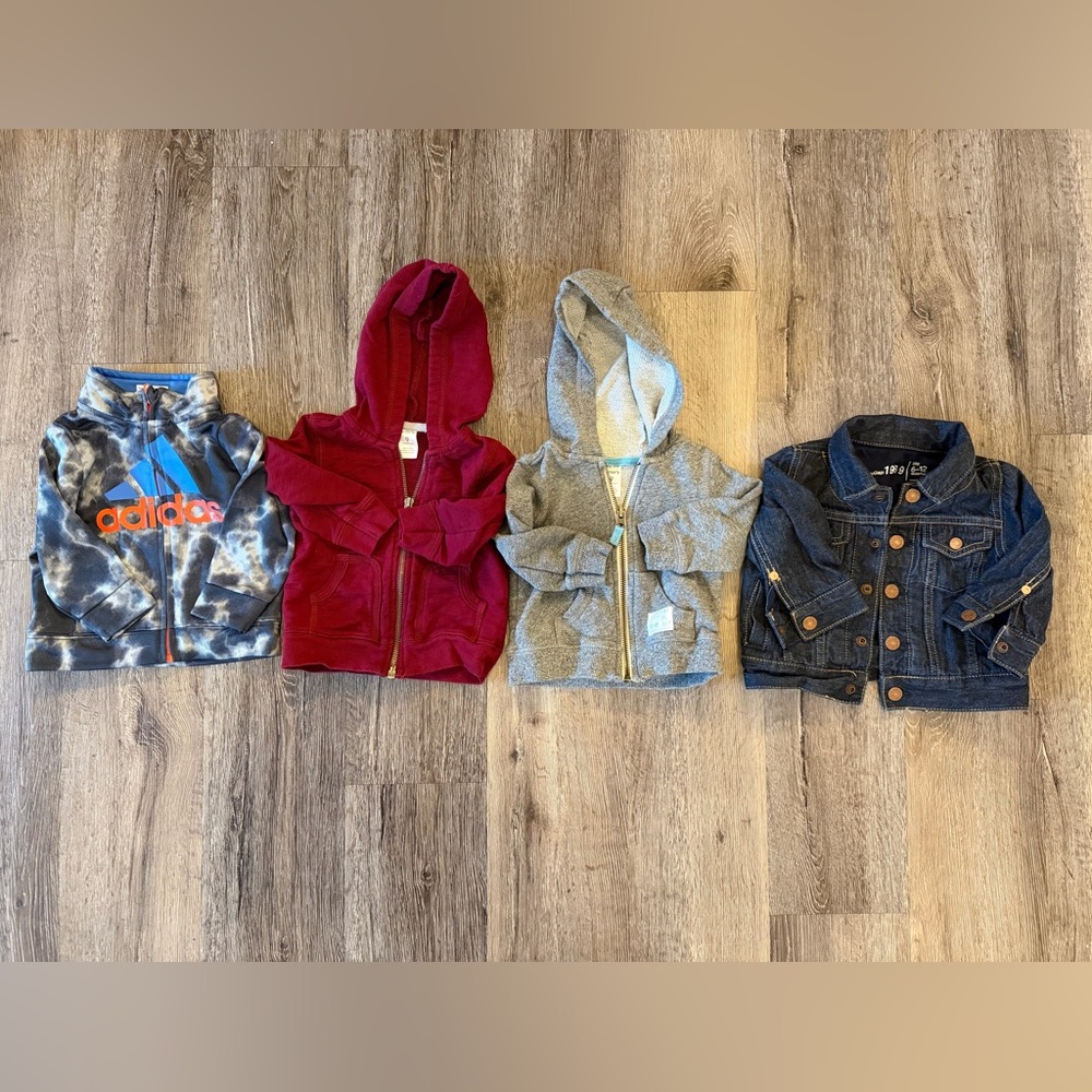 Baby Boy sweatshirts/jean jacket, Baby Gap, Carter’s, Adidas